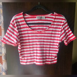 Y2K Red and White Striped Women's Top